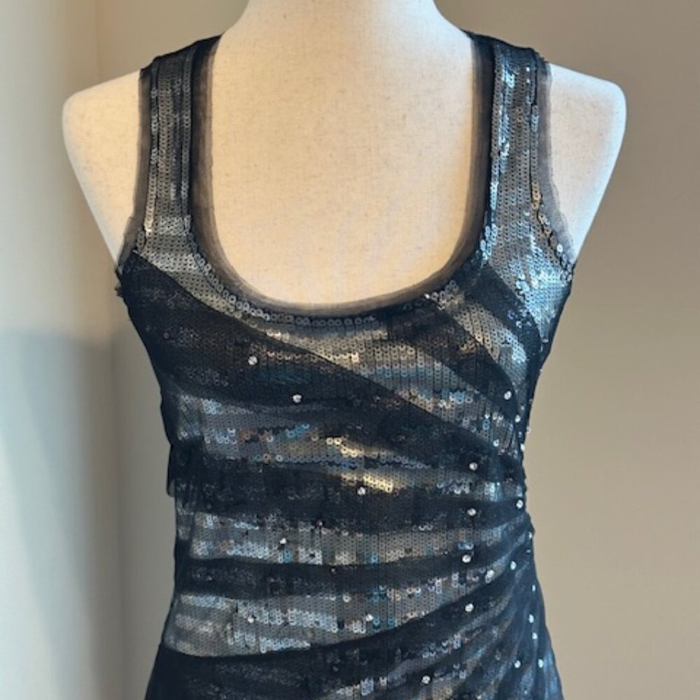 Brand New White House Black Market Black and Silver Tank, Size XS